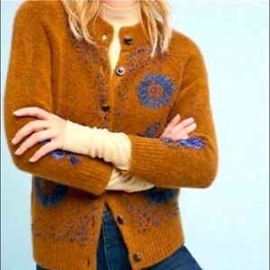 Anthropologie | Field Flower brown knit cardigan